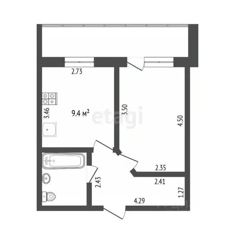 1-к кв. Тюменская область, Тюмень ул. Самарцева, 177 (35.0 м) - Фото 0