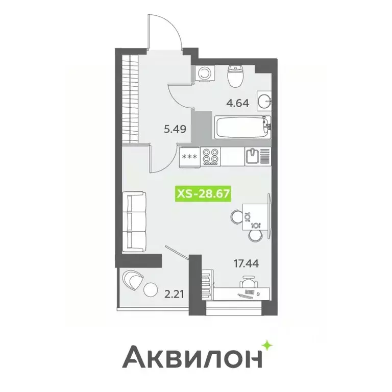 Студия Санкт-Петербург Аквилон Залив жилой комплекс (28.67 м) - Фото 0