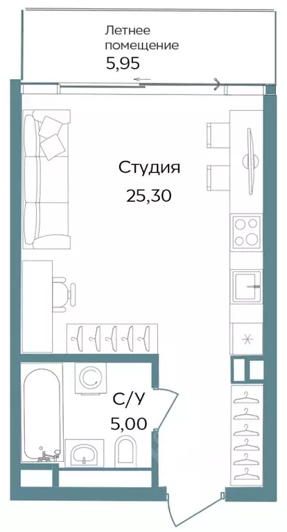 Студия Крым, Саки ул. Морская (36.25 м) - Фото 0