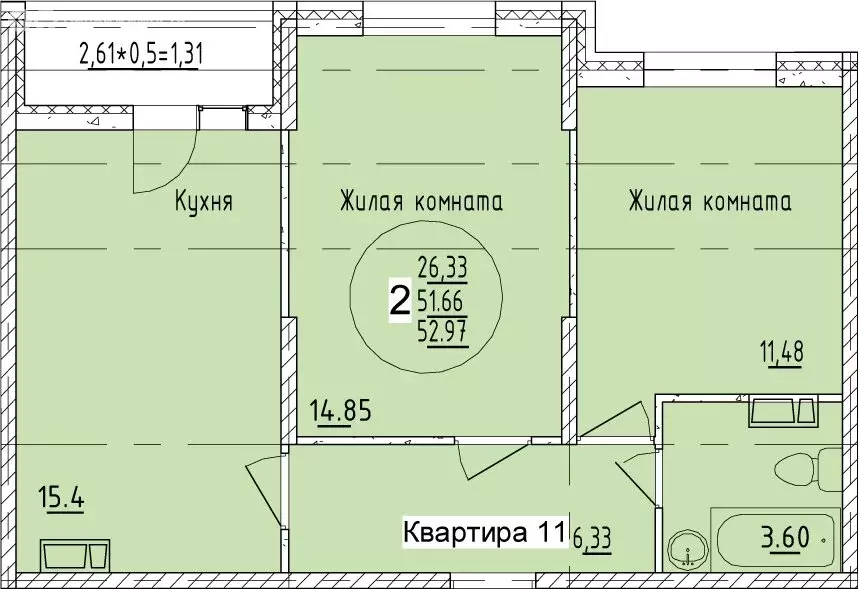 2-комнатная квартира: Краснодар, улица имени Владимира Жириновского, 7 ... - Фото 0