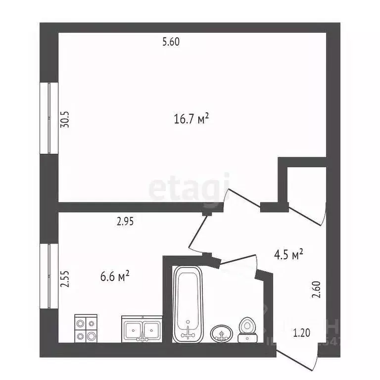 1-к кв. Крым, Симферополь ул. Ростовская (30.9 м) - Фото 1