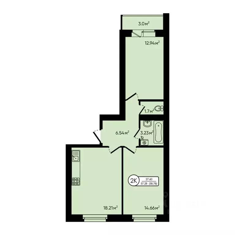 2-к кв. Ярославская область, Ярославский муниципальный округ, д. ... - Фото 1