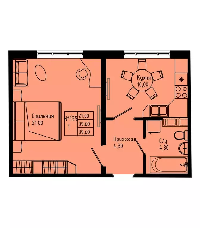1-комнатная квартира: Коммунар, Железнодорожная улица, 41к2 (39.6 м) - Фото 1