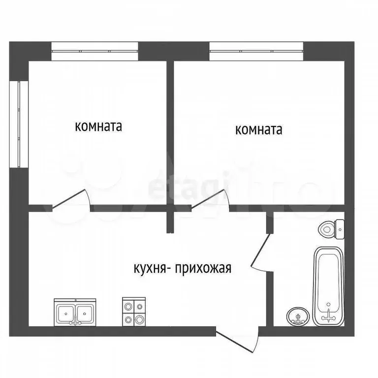 2-к. квартира, 35 м, 4/5 эт. - Фото 0