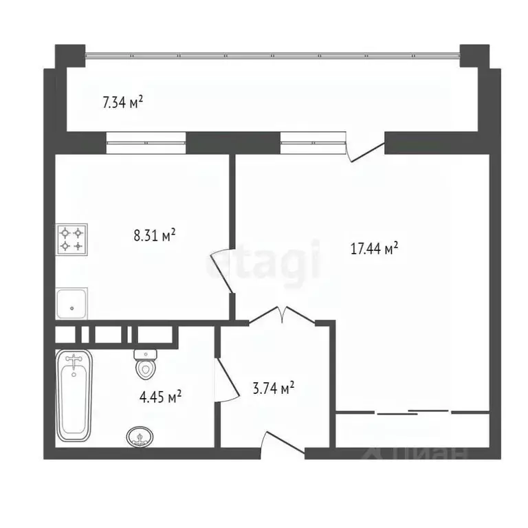 1-к кв. Красноярский край, Красноярск ул. Петра Подзолкова, 6 (34.0 м) - Фото 2