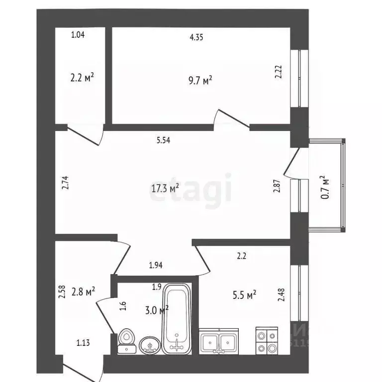 2-к кв. Мордовия, Саранск просп. 60 лет Октября, 95 (40.5 м) - Фото 1
