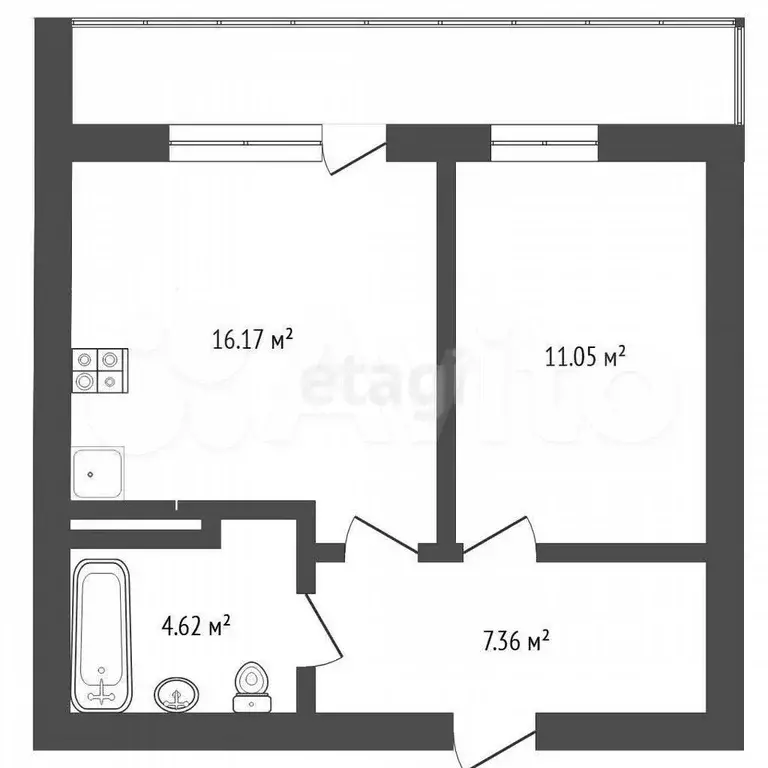 1-к. квартира, 39 м, 2/8 эт. - Фото 0