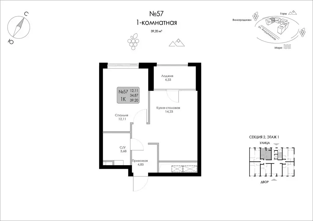 1-комнатная квартира: Судак, жилой комплекс Долина Роз (39.2 м) - Фото 0