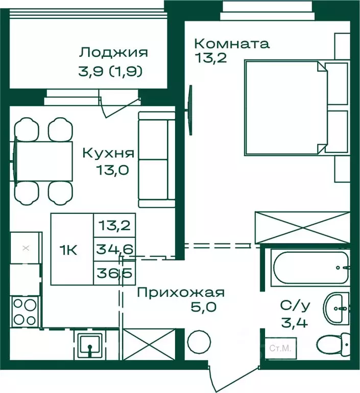 1-к кв. Алтай, Майминский район, с. Майма  (36.5 м) - Фото 0