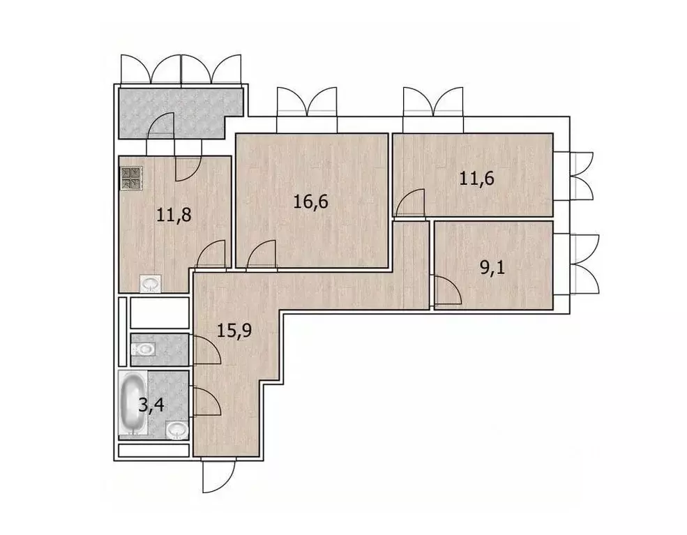 3-к кв. Московская область, Мытищи ул. Академика Каргина, 36Б (70.4 м) - Фото 1