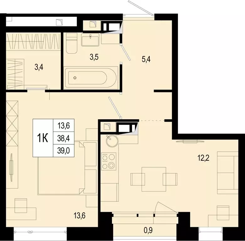 1-комнатная квартира: Московская область, городской округ Подольск, ... - Фото 1