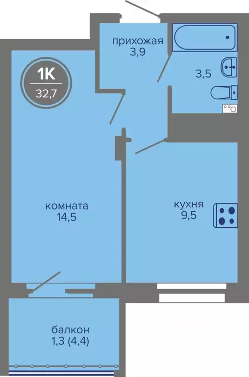 1-к кв. Пермский край, Пермь ш. Космонавтов, 309А (32.7 м) - Фото 0