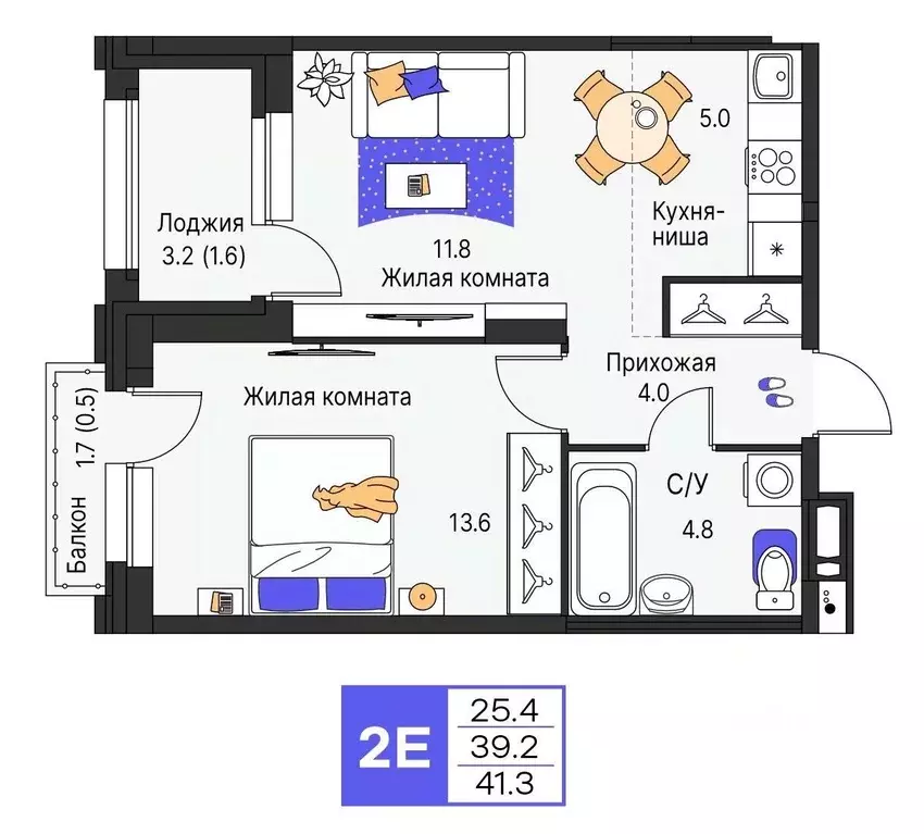 2-к кв. Пермский край, Пермь ул. Карла Модераха, 7 (41.3 м) - Фото 1