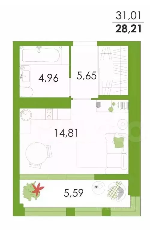 1-к кв. Тульская область, Тула городской округ, с. Осиновая Гора ул. ... - Фото 2