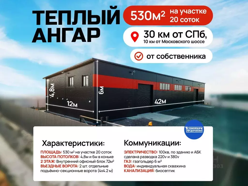 Склад в Ленинградская область, Тосненский район, Тельмановское ... - Фото 0