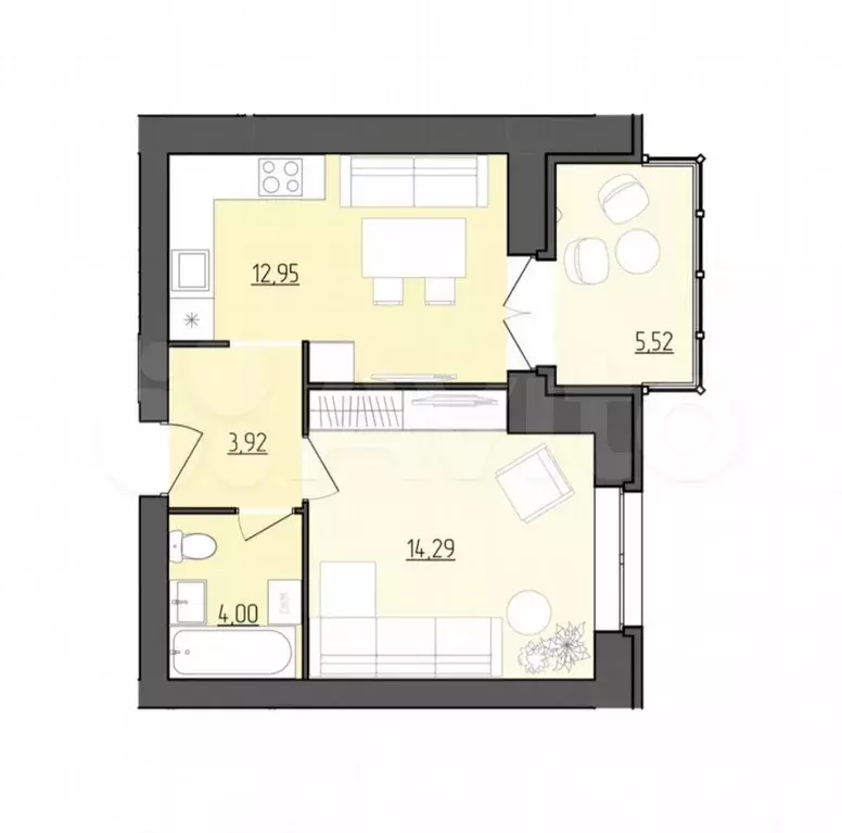 1-к. квартира, 40 м, 2/9 эт. - Фото 0