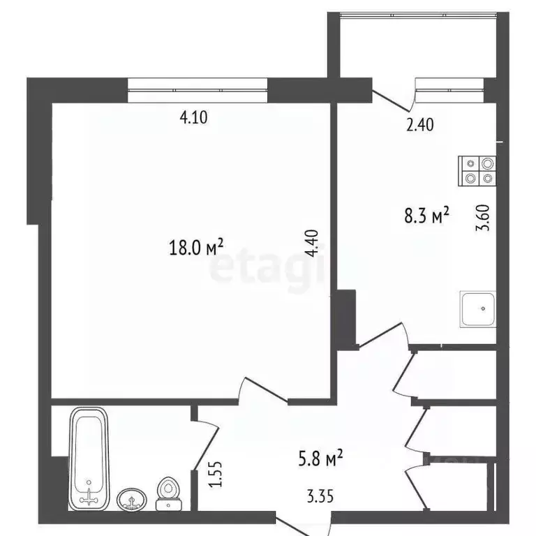 1-к кв. Ямало-Ненецкий АО, Новый Уренгой Восточный мкр, 1/3 (37.1 м) - Фото 1