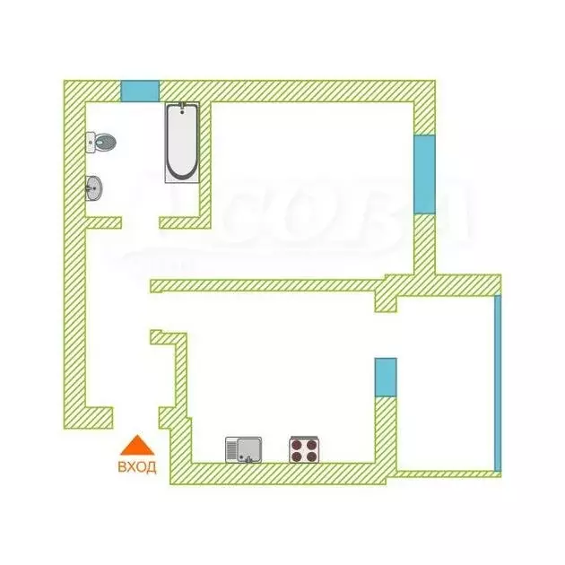 1-комнатная квартира: Тюмень, Полевая улица, 105к5 (41.5 м) - Фото 1