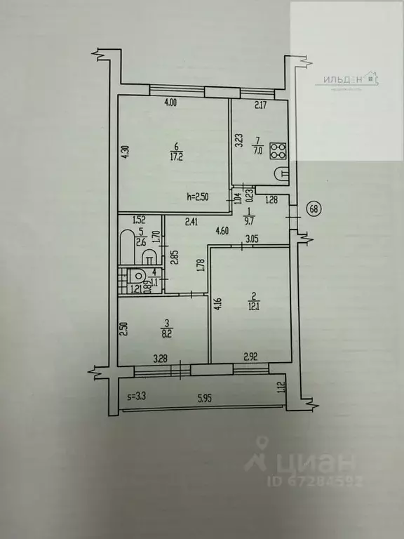 3-к кв. Брянская область, Брянск ул. Абашева, 4 (61.2 м) - Фото 2