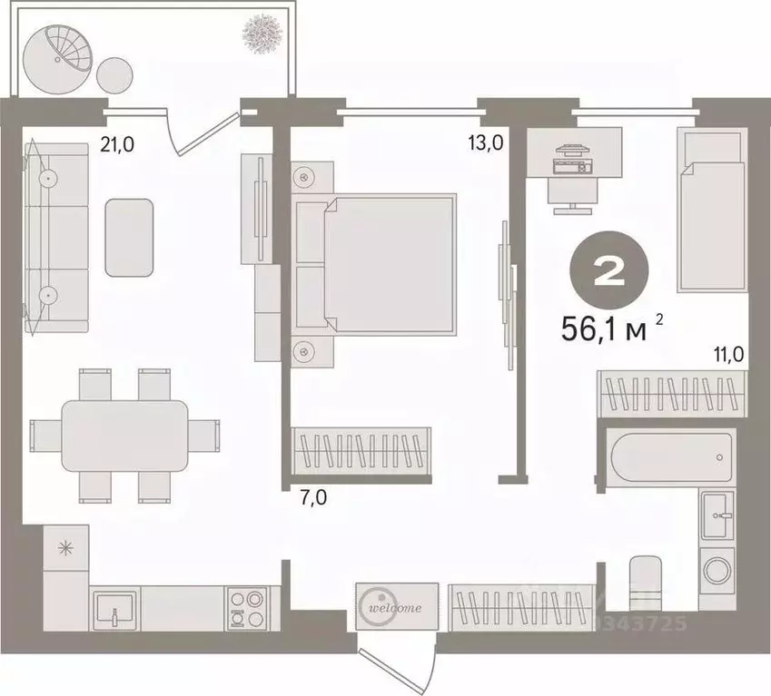 2-к кв. Свердловская область, Екатеринбург просп. Академика Сахарова, ... - Фото 2