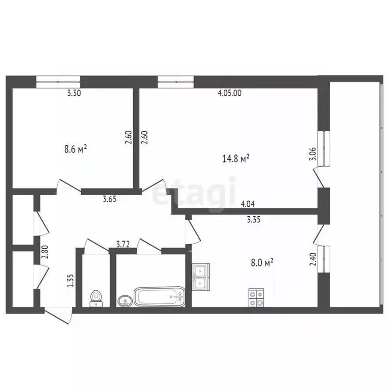 2-к кв. Крым, Советский пгт пер. Советский, 9 (45.0 м) - Фото 1