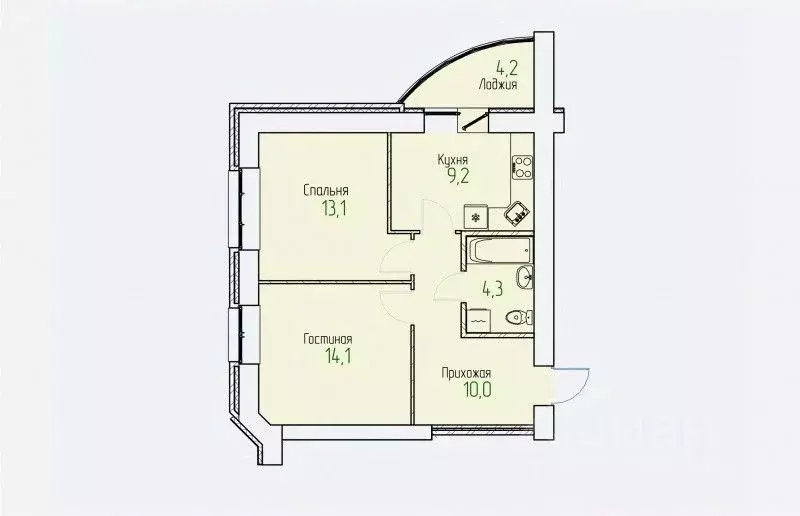 2-к кв. Кировская область, Киров Завода ОЦМ мкр,  (53.3 м) - Фото 0
