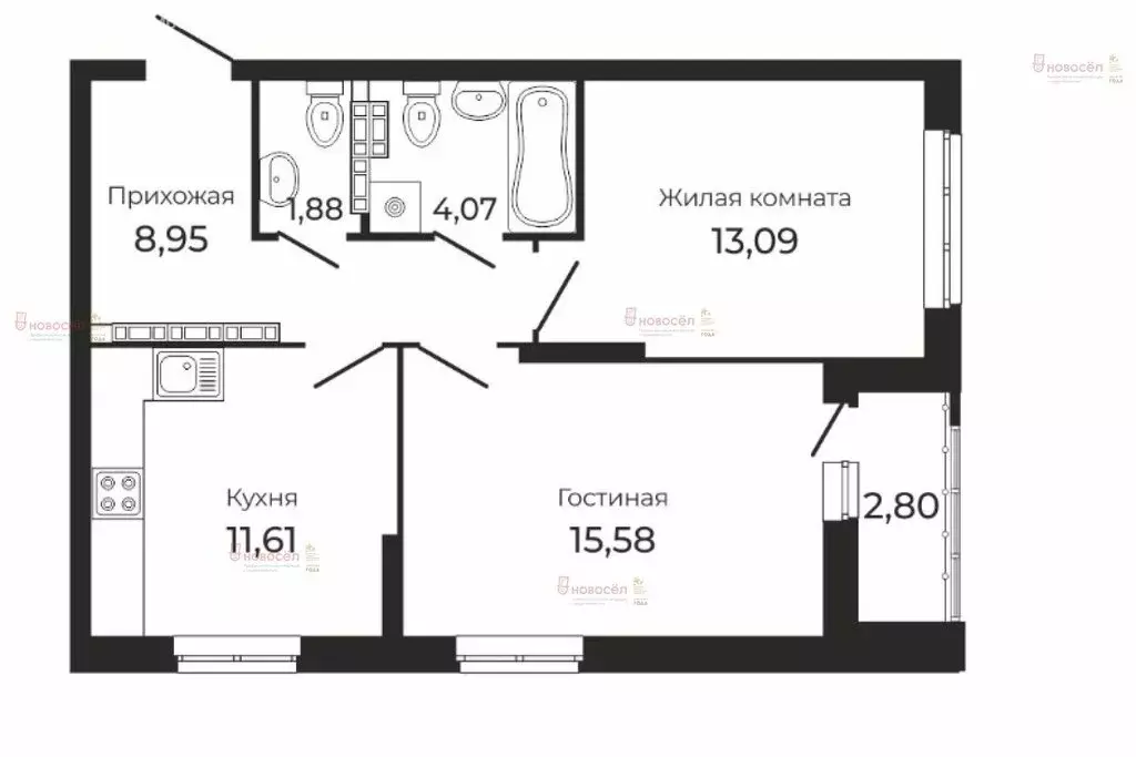 2-комнатная квартира: Екатеринбург, улица Краснолесья, 96 (57 м) - Фото 0