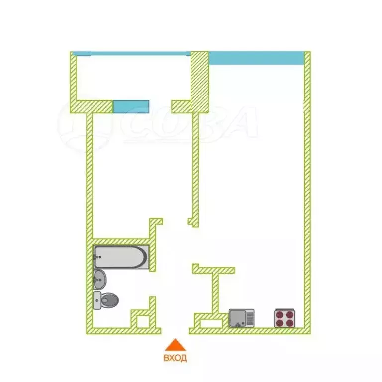 1-комнатная квартира: Тюмень, Вьюжная улица, 10 (46.4 м) - Фото 2