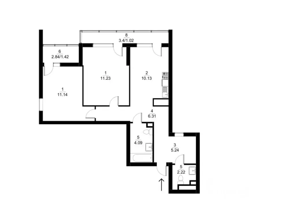 2-к кв. Свердловская область, Екатеринбург ул. Свердлова, 32 (56.6 м) - Фото 1