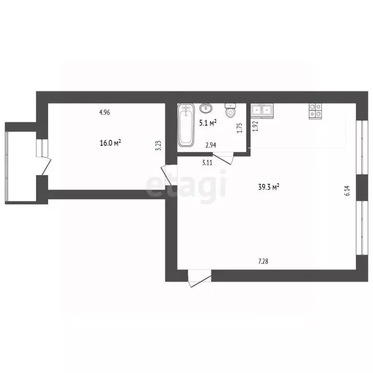 1-к кв. Тюменская область, Тюмень Харьковская ул., 68 (59.8 м) - Фото 1
