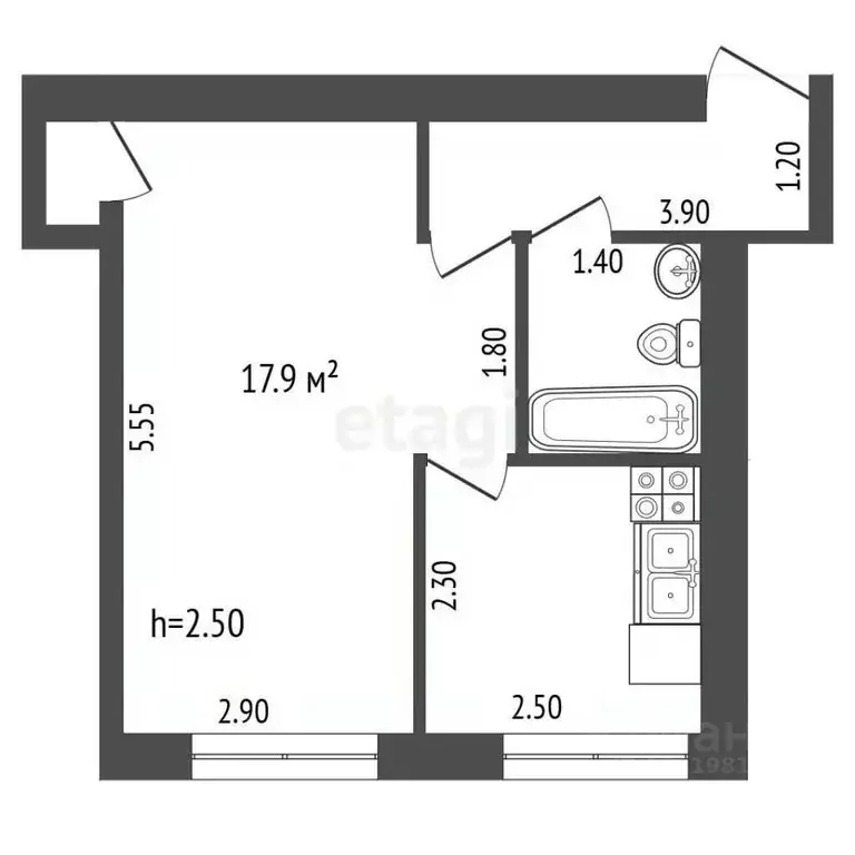 1-к кв. Брянская область, Клинцы просп. Ленина, 25 (30.0 м) - Фото 2