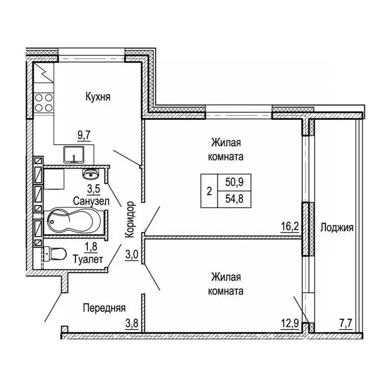 2-к кв. Приморский край, Владивосток На Черняховского жилой квартал,  ... - Фото 1