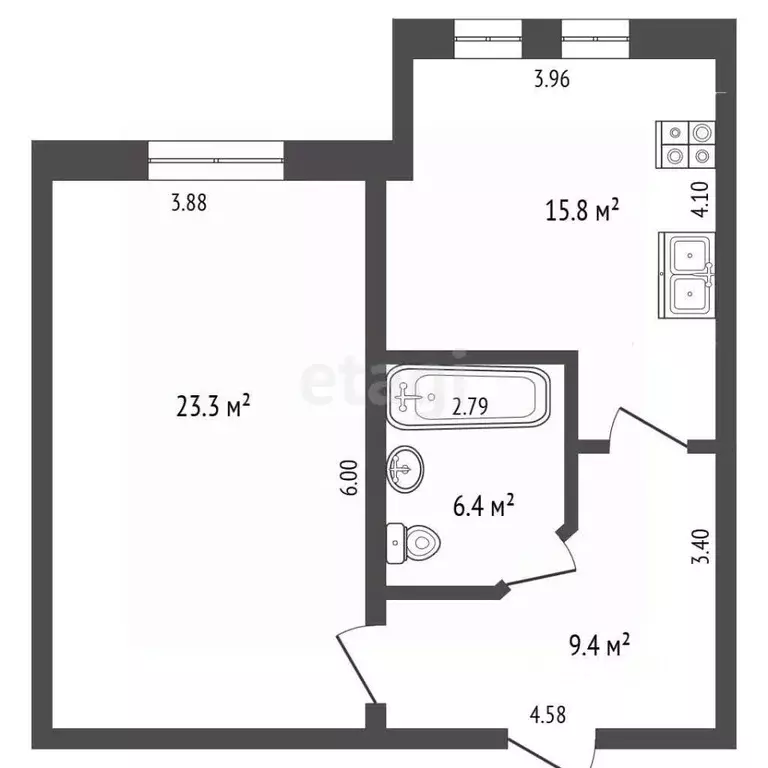 1-к кв. Вологодская область, Череповец ул. Батюшкова, 7 (54.9 м) - Фото 1