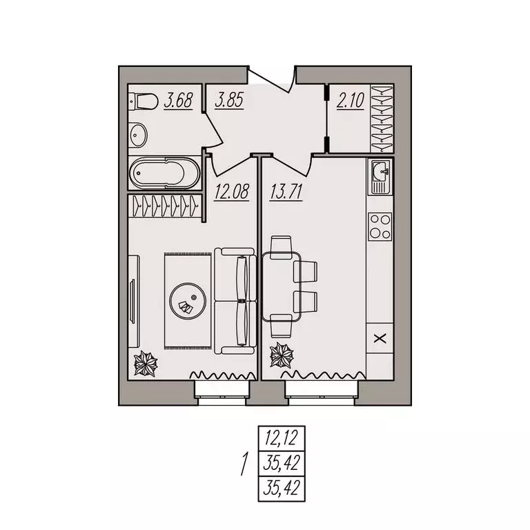 1-комнатная квартира: Волгоград, улица Землячки, 84/3 (35.42 м) - Фото 0