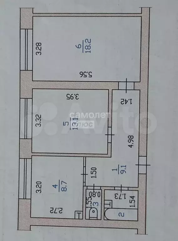 2-к. квартира, 53 м, 1/5 эт. - Фото 0