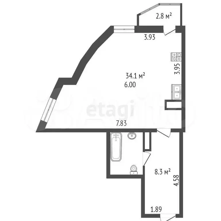 1-к. квартира, 47,1 м, 12/25 эт. - Фото 1