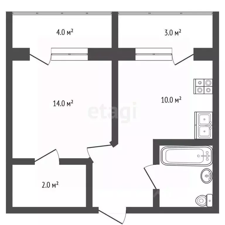 1-к кв. Вологодская область, Череповец Парковая ул., 52 (34.2 м) - Фото 2
