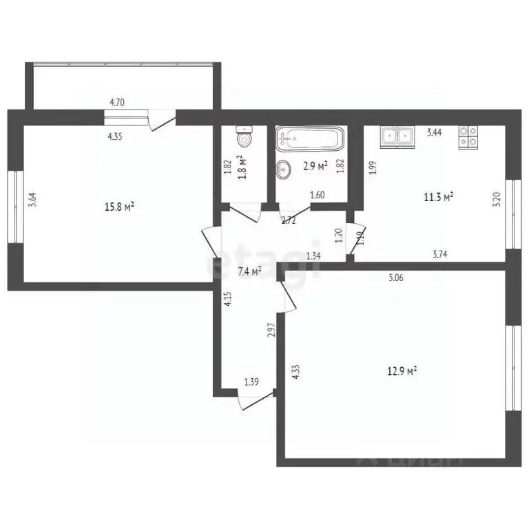 2-к кв. Тамбовская область, Тамбов Красная ул., 13 (61.1 м) - Фото 2