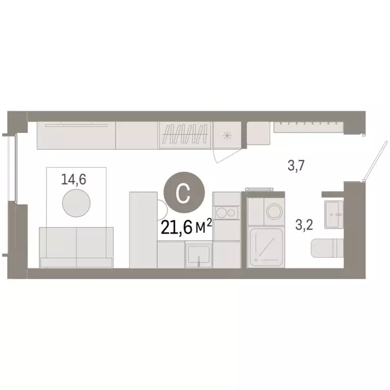 Квартира-студия: Новосибирск, Большевистская улица, 66 (21.55 м) - Фото 2