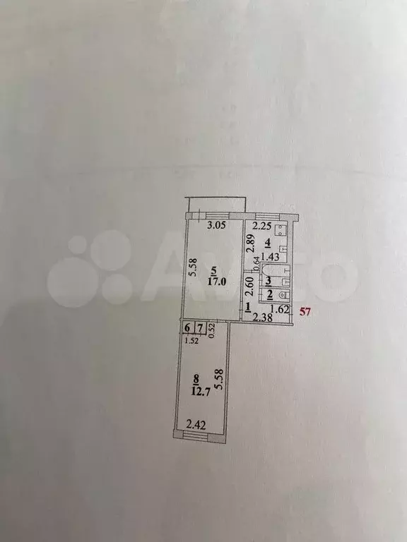 2-к. квартира, 43,1 м, 4/5 эт. - Фото 0
