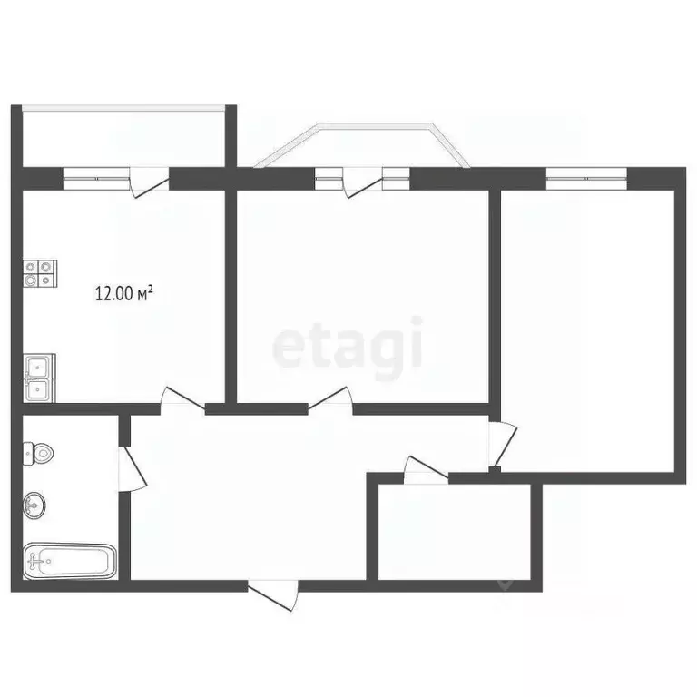 2-к кв. Смоленская область, Смоленск ул. Попова, 52а (61.0 м) - Фото 1