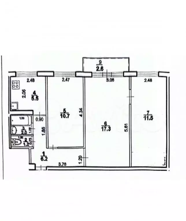 3-к кв. Башкортостан, Уфа ул. Шафиева, 18 (56.4 м) - Фото 2