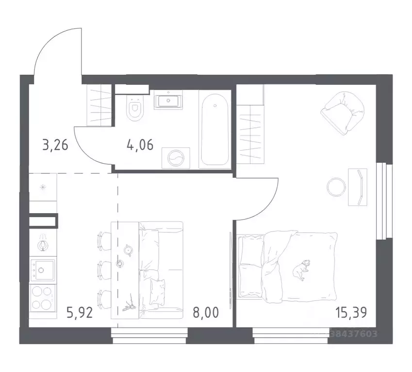1-к кв. Башкортостан, Уфа ул. Минигали Губайдуллина, 8к9 (36.63 м) - Фото 1