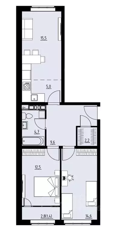 3-к кв. Пермский край, Пермский муниципальный округ, с. Фролы ул. ... - Фото 1