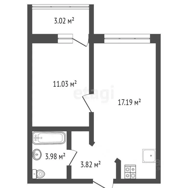 1-к кв. Брянская область, Брянск Бежицкая ул., 21Б (37.53 м) - Фото 1