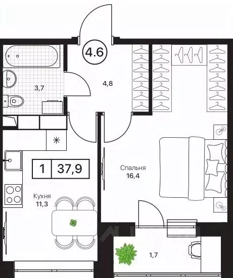 1-к кв. Московская область, Пушкино Пушкино Град жилой комплекс, к2 ... - Фото 1