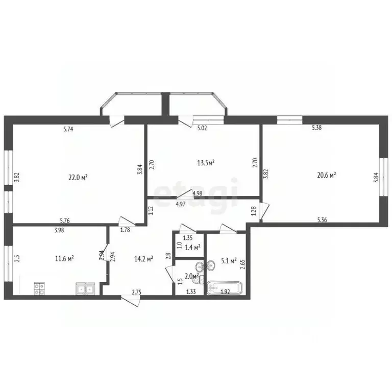 3-к кв. Мордовия, Саранск ул. Коваленко, 37 (90.4 м) - Фото 2