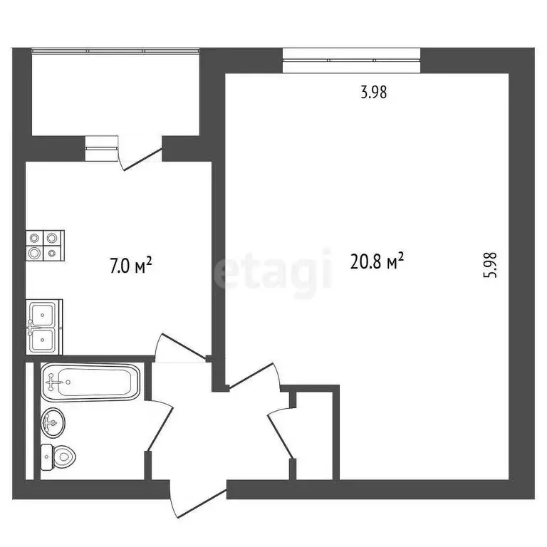 1-комнатная квартира: Вологда, Воркутинская улица, 6 (35 м) - Фото 0