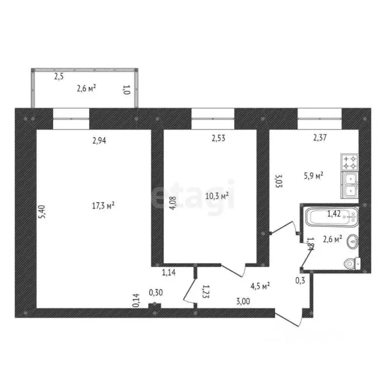 2-к кв. Башкортостан, Уфа ул. Султанова, 31 (40.0 м) - Фото 1