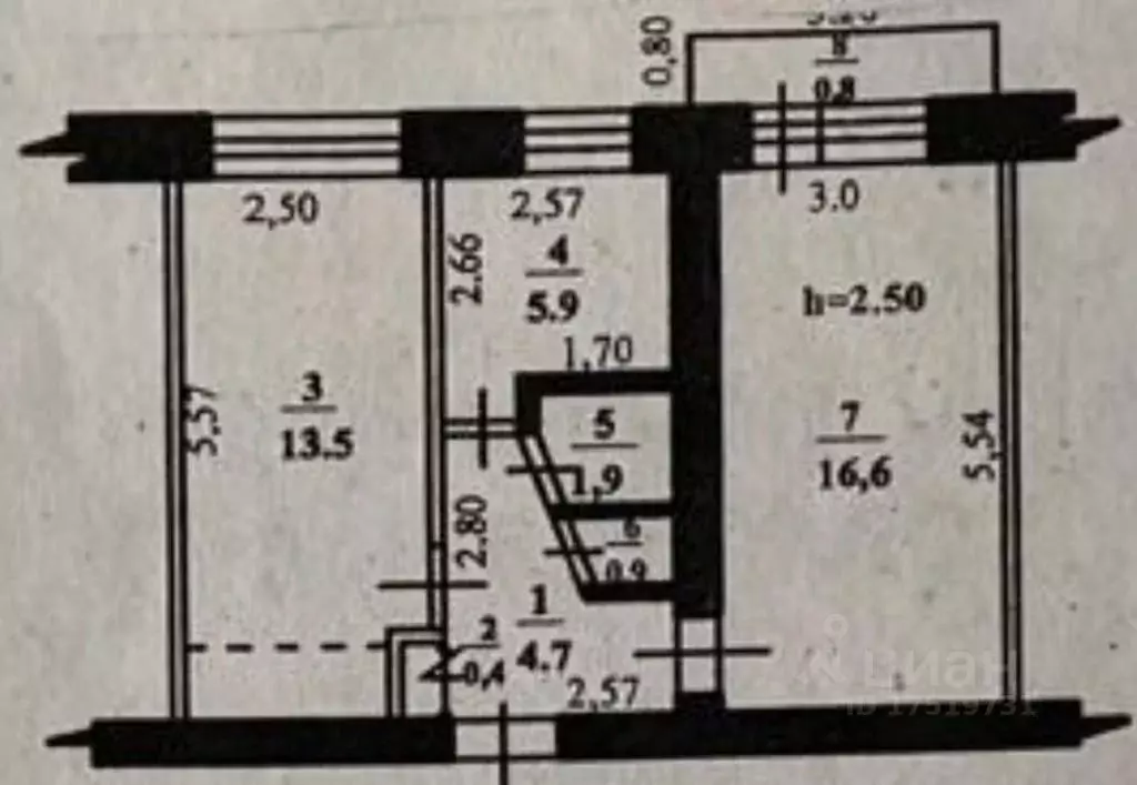 2-к кв. Башкортостан, Стерлитамак Коммунистическая ул., 22 (43.9 м) - Фото 1